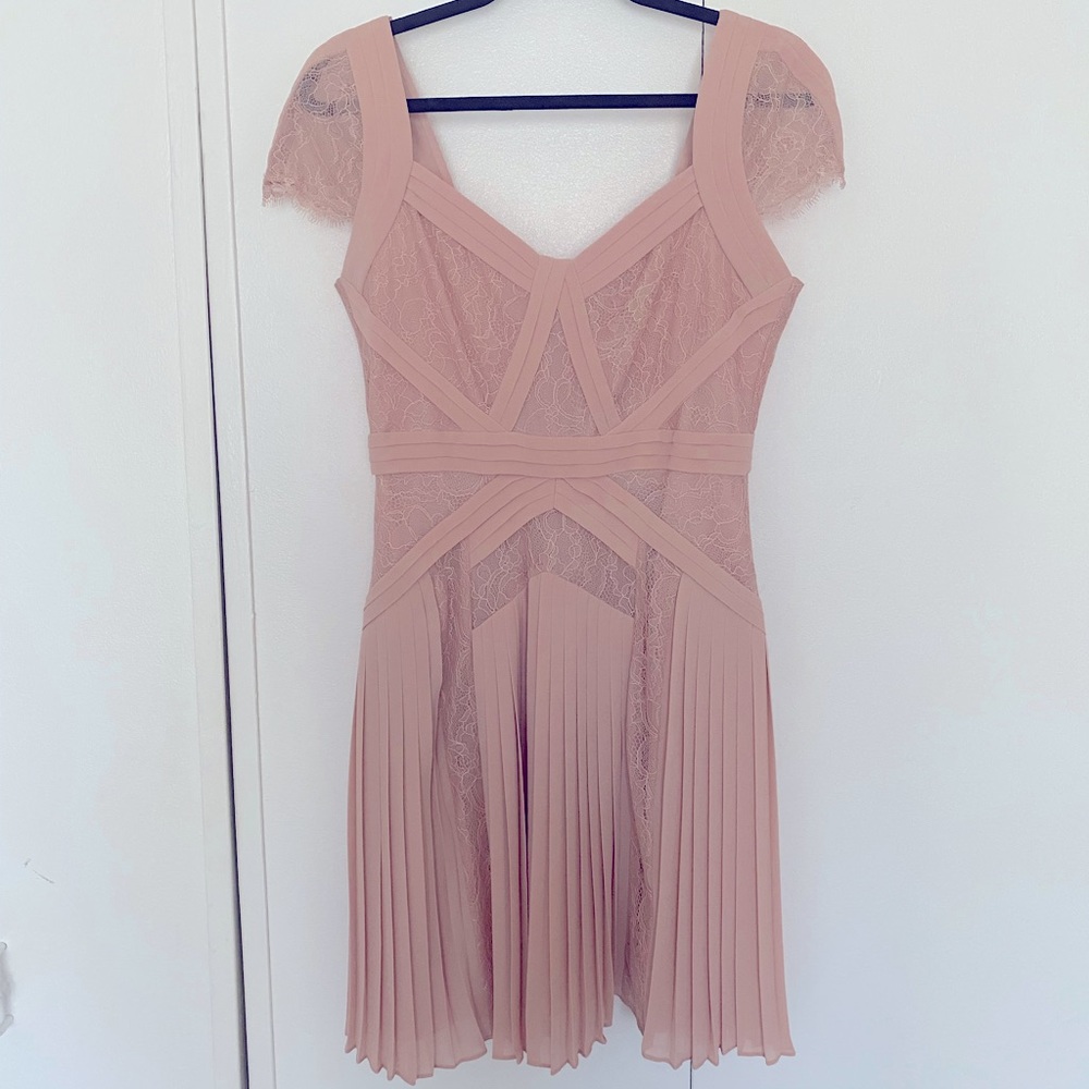 BCBG Max Azria Lace and Pleated Dress